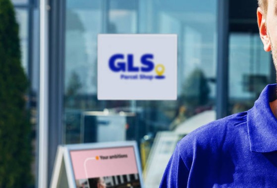 GLS-chauffeur met handscanner en pakje