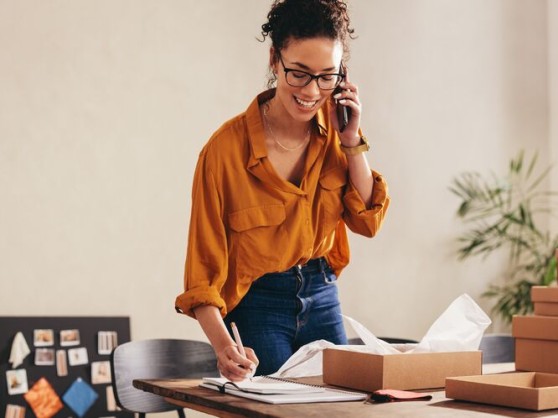 Couple at home ordering online