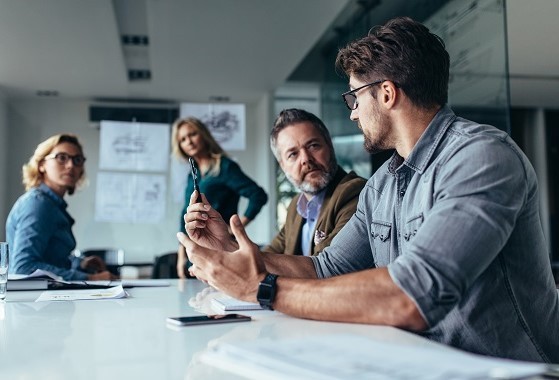 Four people having a business meeting 