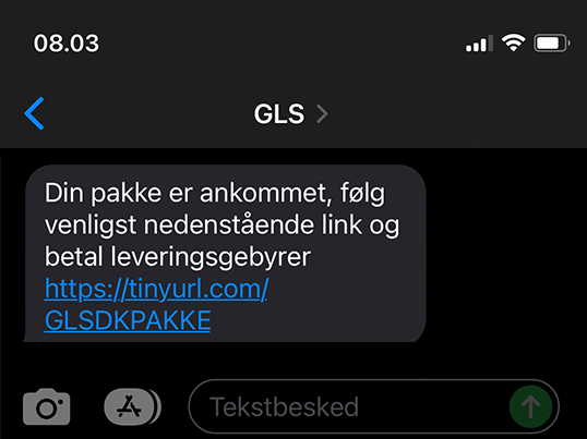 eksempel på sms forsøg phishing