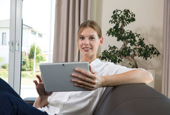 Customer interacting with a tablet